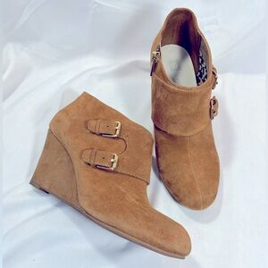 Anne Klein “AKTAYLOR” Caramel Wedge Booties
